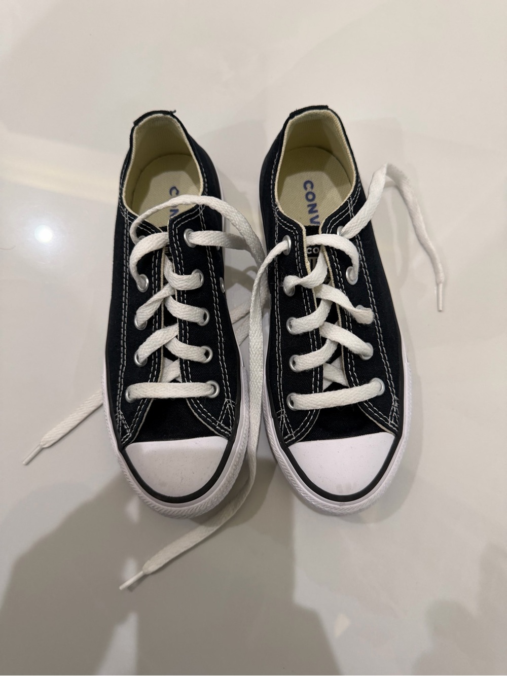 Converse Kids Black Low Top Sneakers with White Accents